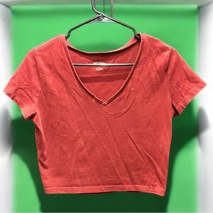Wild fable V-Neck rust crop Top LARGE